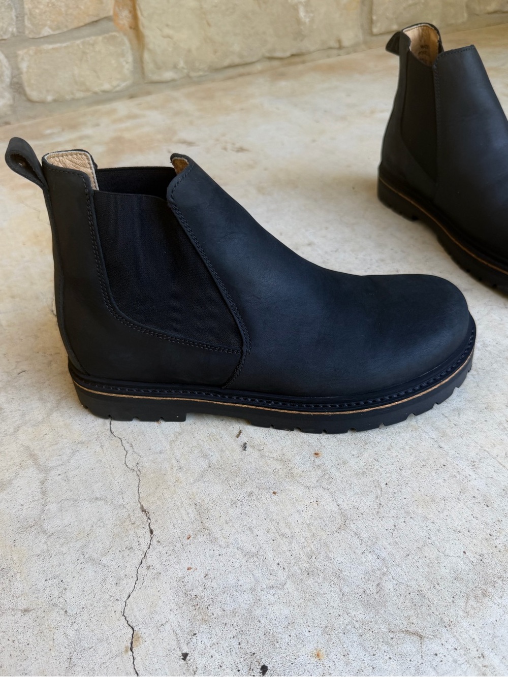Birkenstock 38 100% Leather Nobuck Black Stalin Boots New